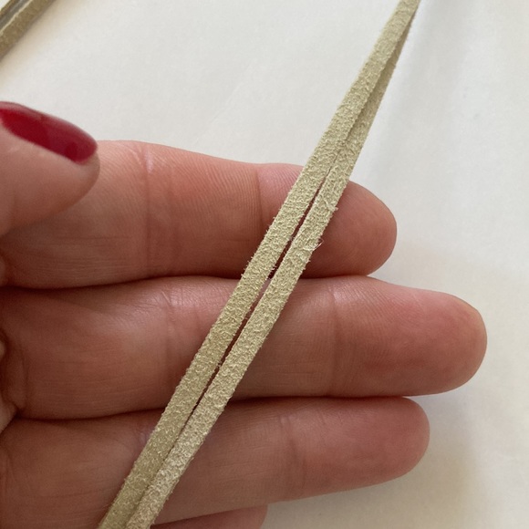 Long Faux Suede, Bead & Tassel Necklace - Picture 5 of 9